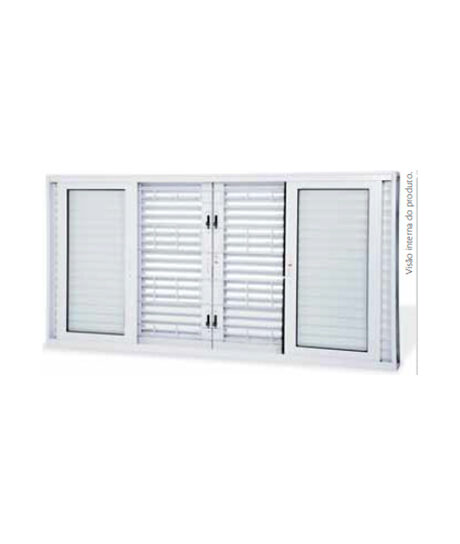 Veneziana de correr central flex com grade quadrada
