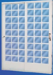 Porta de correr Carrara 2 folhas quadriculada – Aço Pintado