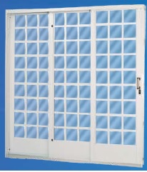 Porta de Correr Carrara 3 folhas quadriculada – Aço Pintado