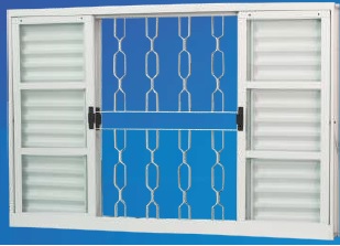 Veneziana de correr 6 folhas com grade elo – Aço Pintado