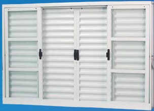 Veneziana de correr 6 folhas sem grade – Aço Pintado