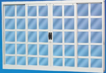 Janela 4 folhas quadriculada – Aço Pintado