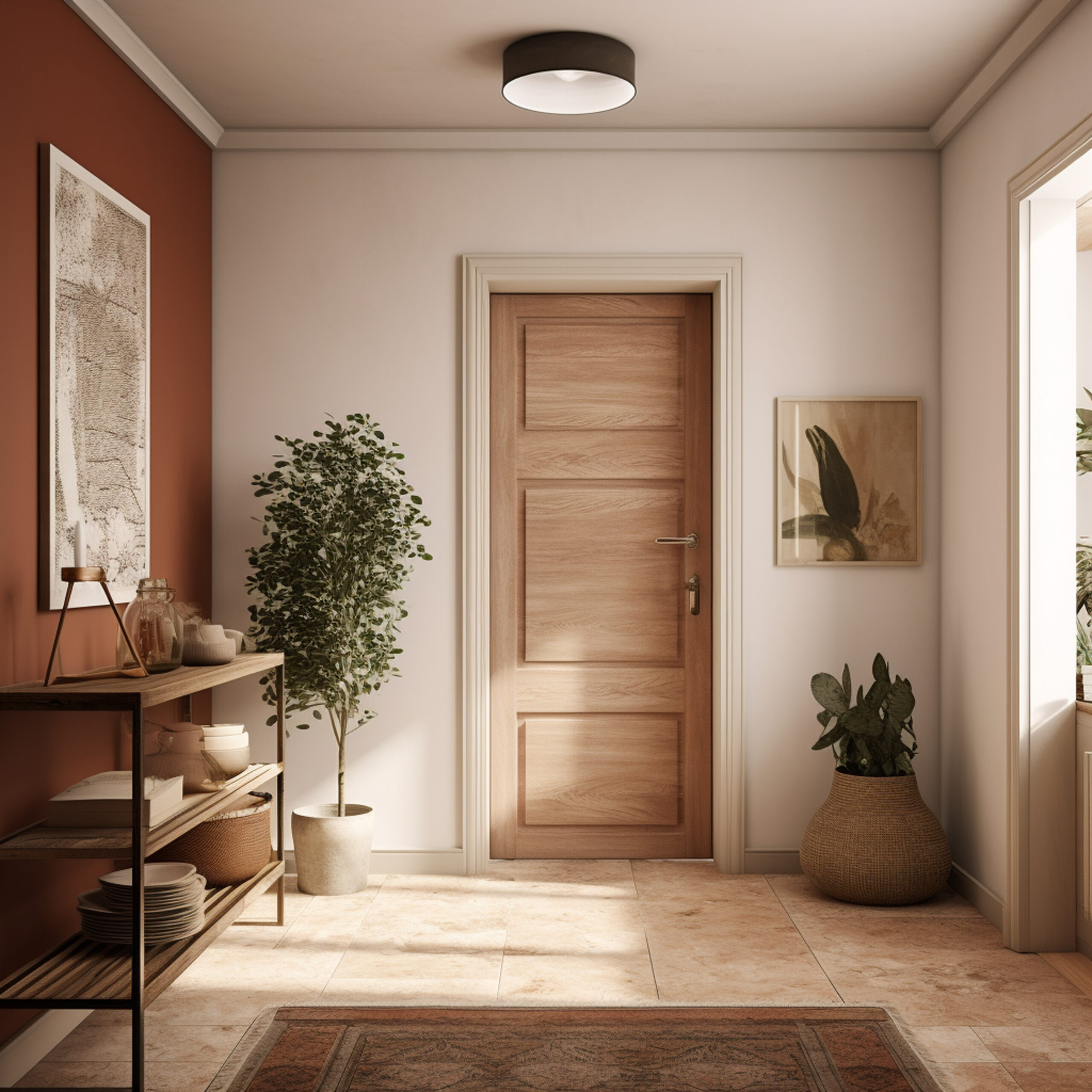 Fachada elegante com porta e janelas simétricas